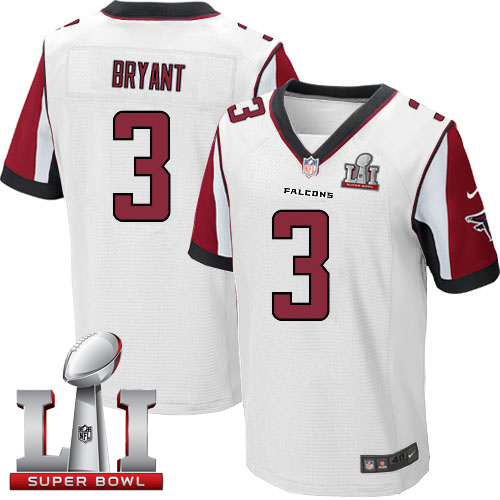 Nike Falcons #3 Matt Bryant White Super Bowl LI 51 Men's Stitched NFL Elite Jersey - Click Image to Close